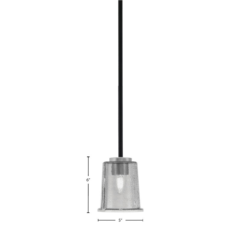 Suspension Arick Stem Hung Mini présentée en finition noir mat et graphite avec verre fumé à bulles de 13,3 cm