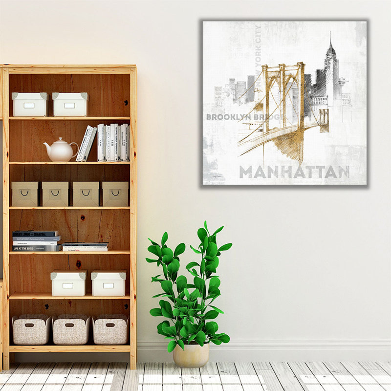 Pont de Brooklyn - reproduction d'art sur toile, H 20 po x l 20 po