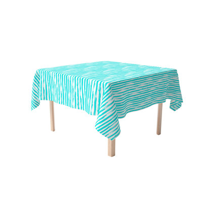 Fabric Textile Products, Inc. Square Tablecloth, 100% Cotton, 60X60", Aqua Summer Stripe