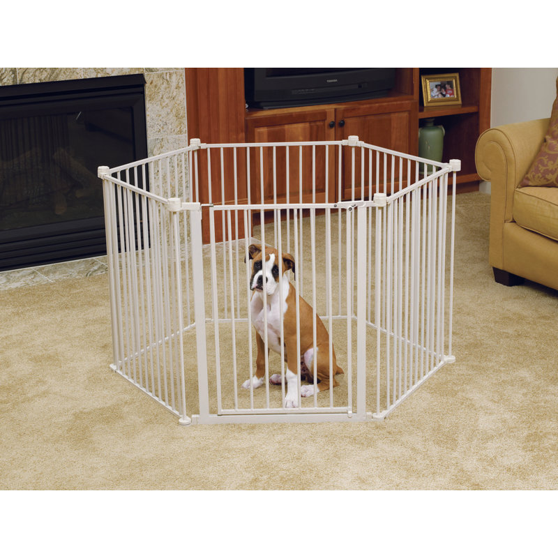 White Metal Convertible Pet Yard with Door