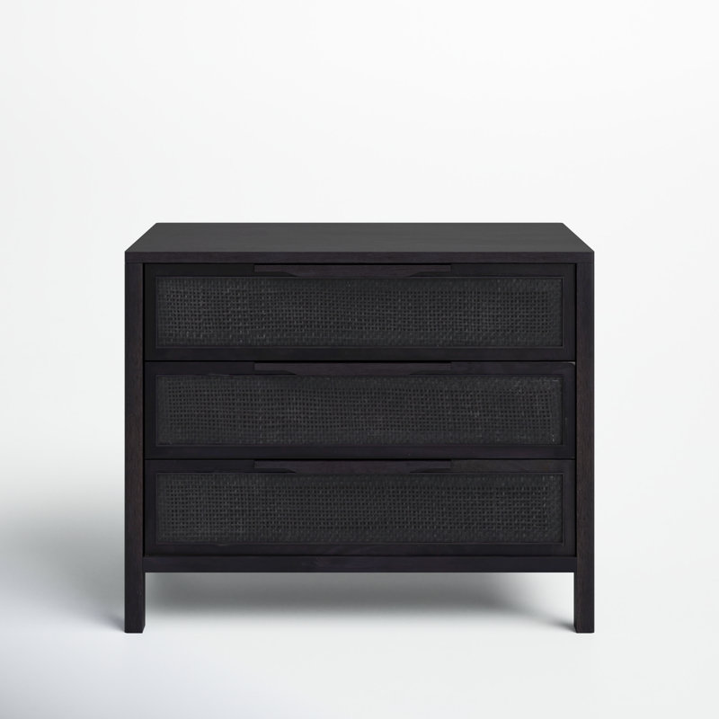 Nellie 3 - Drawer Cane Chest, Black