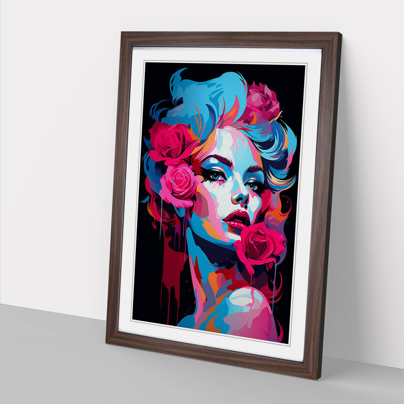 Rose Pop No.2 - Single Picture Frame Print on Wood, Walnut Framed, 34cm H x 25cm W x 2cm D
