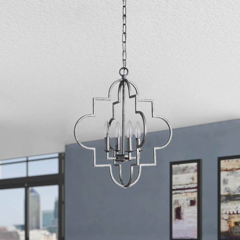 Luminaire suspendu en argent 4 lumières Benvinda