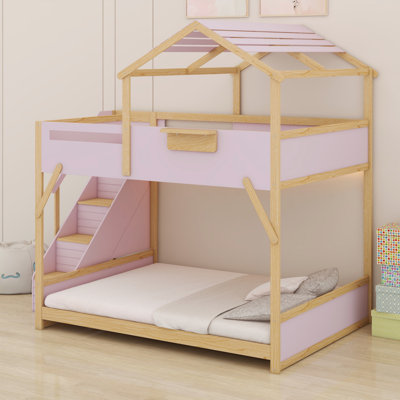 Lit superposé élégant pour enfants avec escalier pratique et lumières DEL