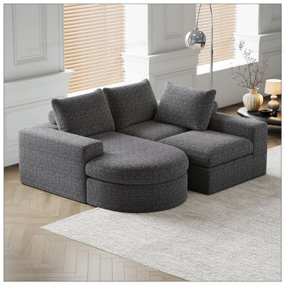 99-Inch Chenille Cloud Curved Sectional Sofa with Chaise, L-Shaped Modern Boneless Couch with Deep Seats for Living Room and Bedroom, No Assembly Required