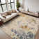 Abstract Machine Washable Gold No-Skid Area Rug