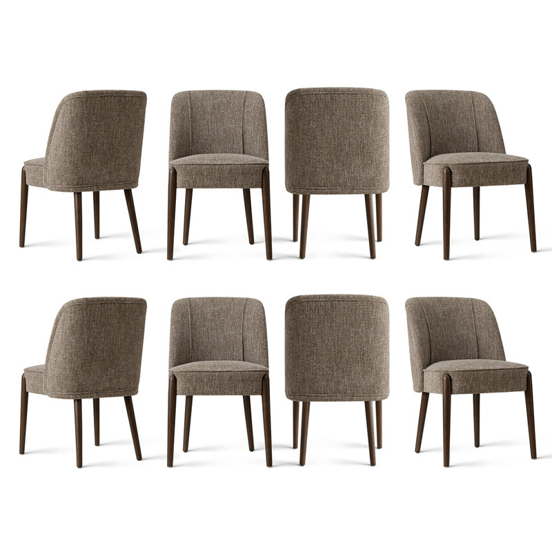 Chaises de salle à manger rembourrées avec pieds en bois massif (ensemble de 8), Brun