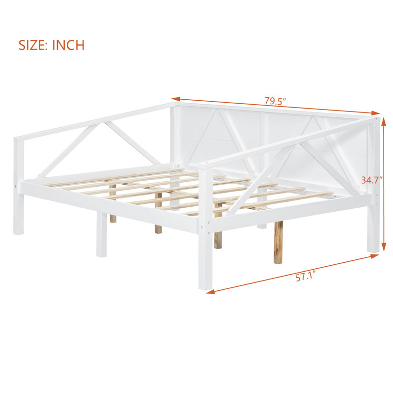 Daybed with Wood Frame, Modern Multi-Functional Sofa Bed for Bedroom & Living Room, Full/Double, White