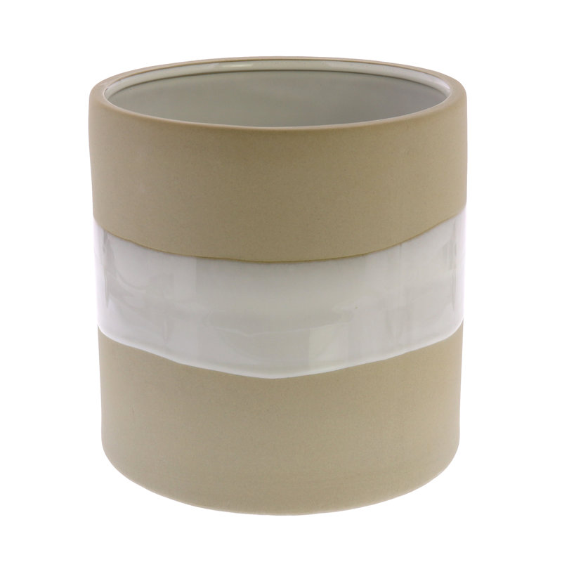 Vase de table intérieur / extérieur beige / blanc 6,75 ", H 6,75 po x l 6,75 po x P 6,75 po