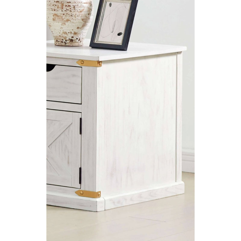 Charming Rustic Side Table with Drawers for Living Room Enhancement