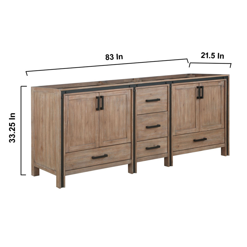 Meuble-lavabo double l 84 po x P 22 po Ziva, Bois de grange rustique