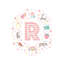Lettre illustrée R rose - impression-52820587-52820590-52820592