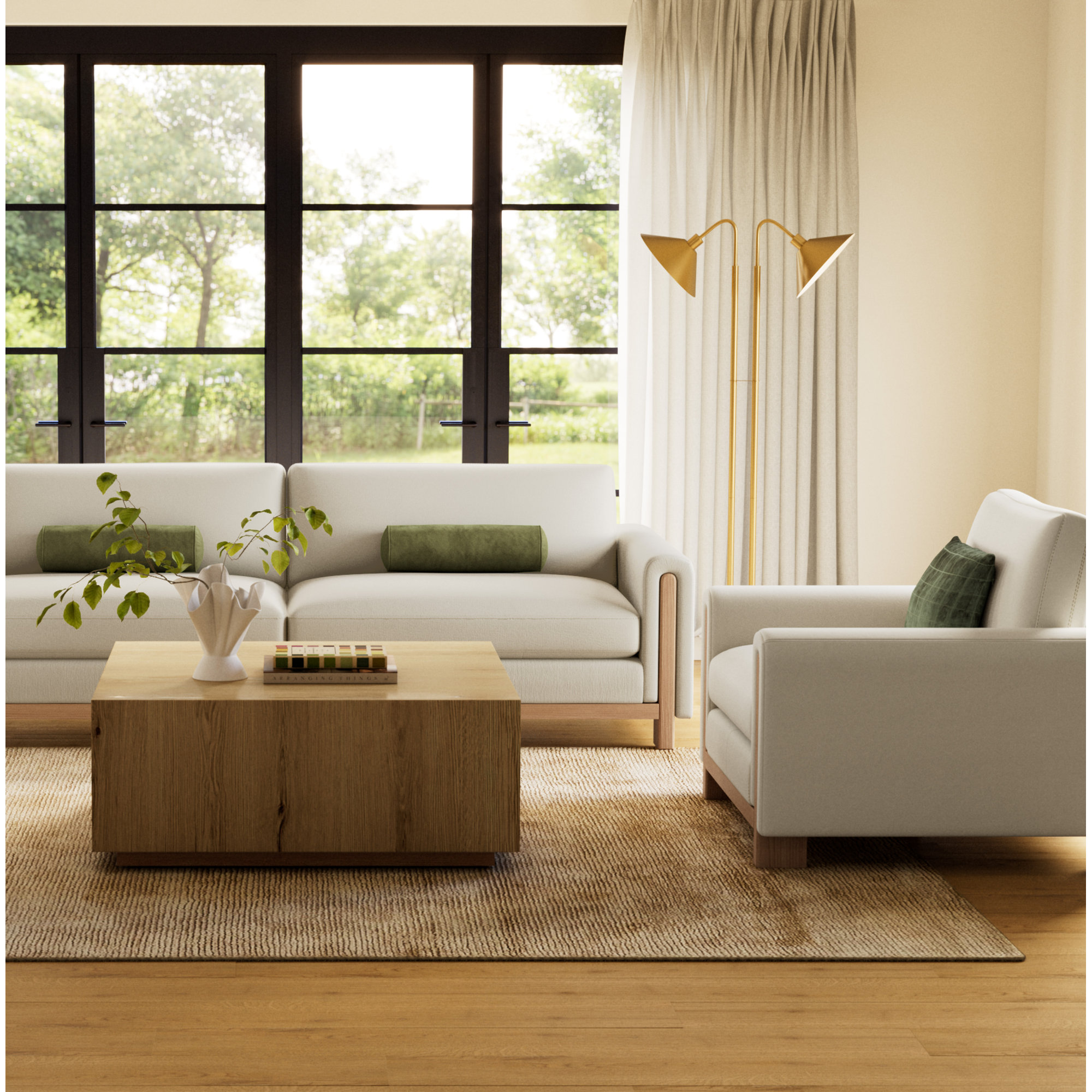 Adika Upholstered Armchair, Effie Linen Performance Basketweave