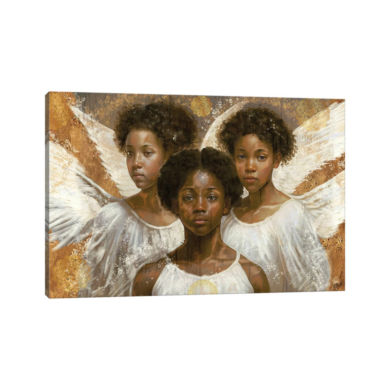 «Little Angels», reproduction d'art sur toile encadrée, H 26 po x l 40 po, Impression encadrée sans passe-partout, Doré