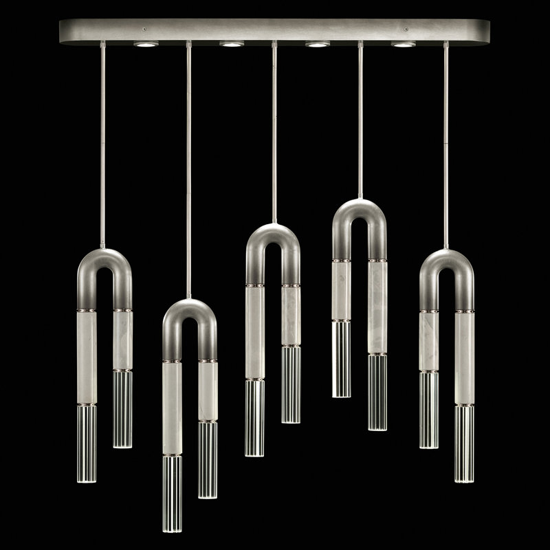 Luminaire suspendu linéaire 51,5 po Antonia, Feuille d'or clair / laiton / fumée