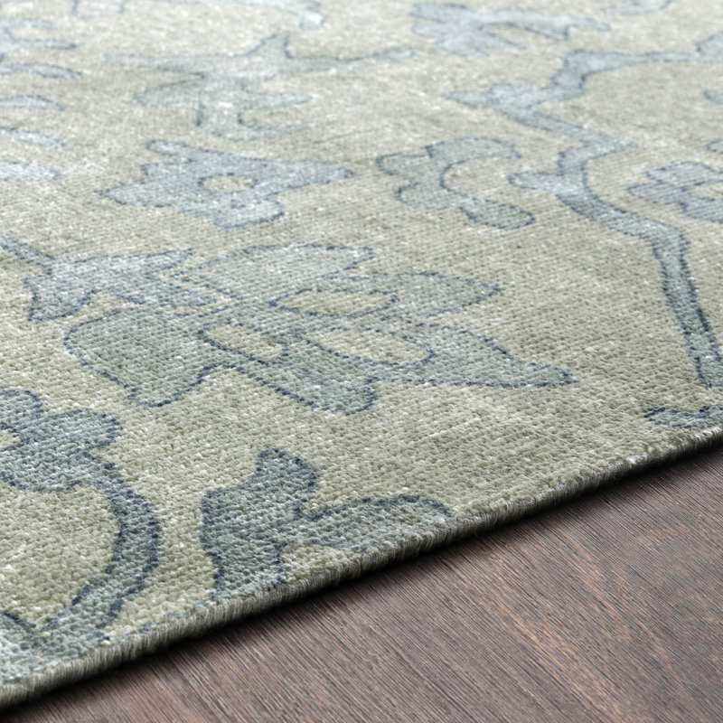 Hillcrest Hand Knotted Wool Damask Area Rug, Round 8'