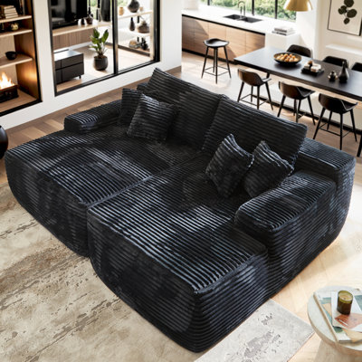 81''Oversized Sofa Bed, No Assembly Required, Extra Deep Cozy Loveseat Chaise For Indoor Living Room,Grey