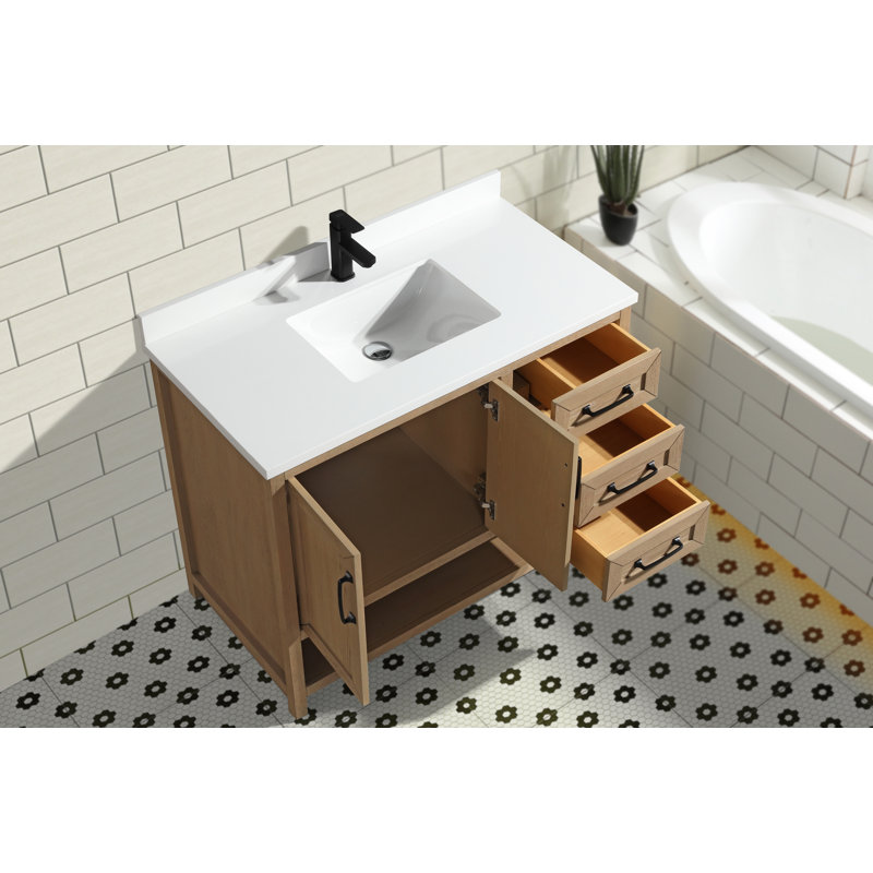 Venice 42'' Single Bathroom Vanity with White Quartz Top
