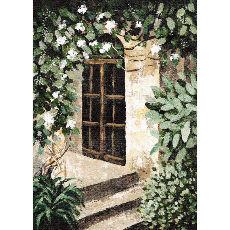 «Sage And White Floral Door», reproduction d'art sur toile tendue, H 18 po x l 12 po