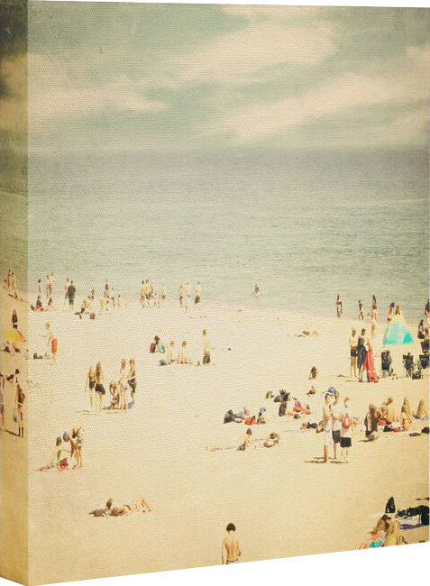 Plage rétro - reproduction d'art graphique sur toile, H 30 po x l 24 po x P 1 po