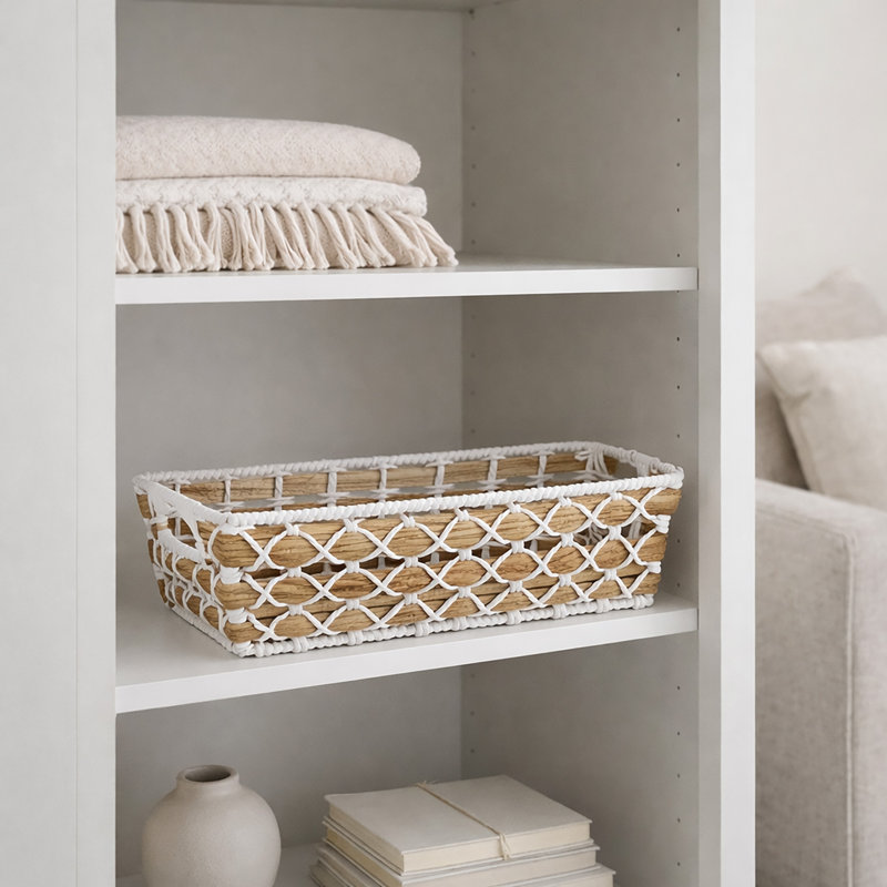  Small Shelf Woven Tote, 4.3" H x 11.8" W x 6.6" D