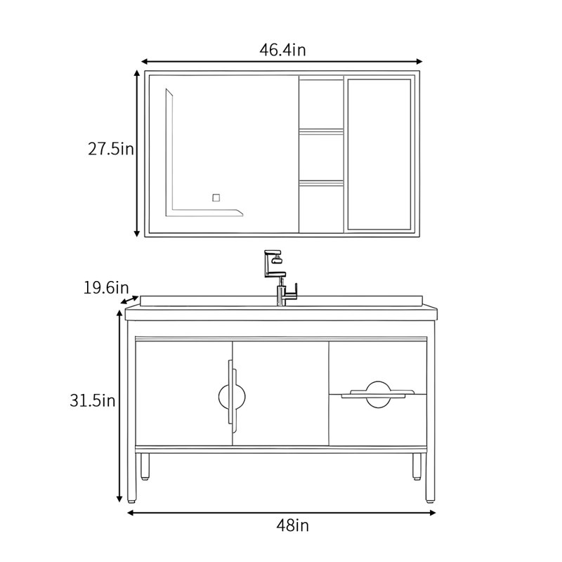 Armoire de salle de bain rétro, Gris foncé