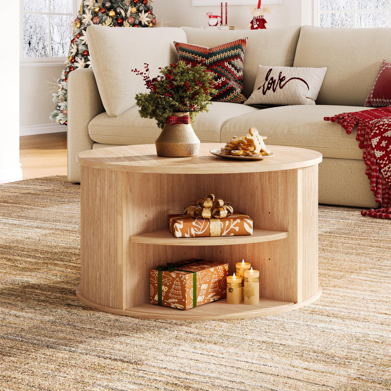 31.5" Drum Coffee Table, Oak