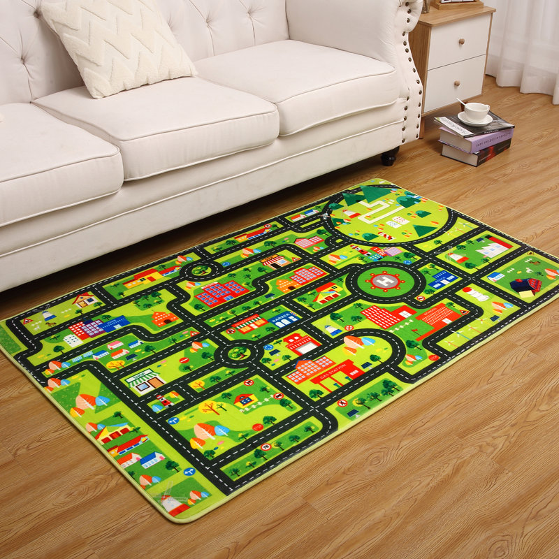 Joli tapis décoratif antidérapant avec tapis vert pour chambre d'enfant, Rectangulaire 3 pi x 5 pi