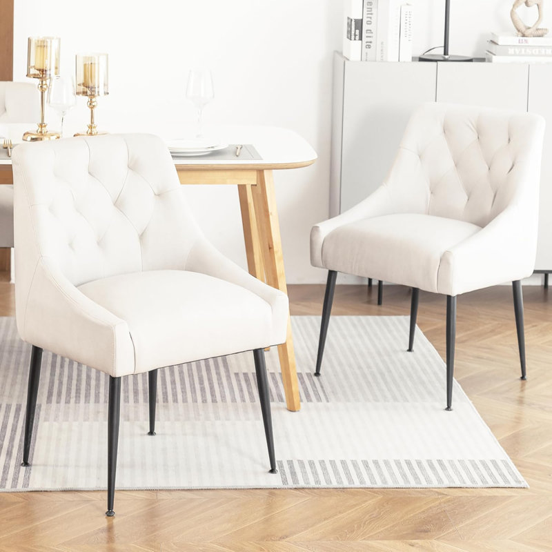 Gennadiy 38cm H Upholstered Metal Side Chair, White