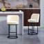 Ensemble de 2 tabourets de bar à hauteur de comptoir, tabourets de bar moderne avec dossier, tabourets de bar rembourrés en tissu de lin pour îlot de cuisine-125536029