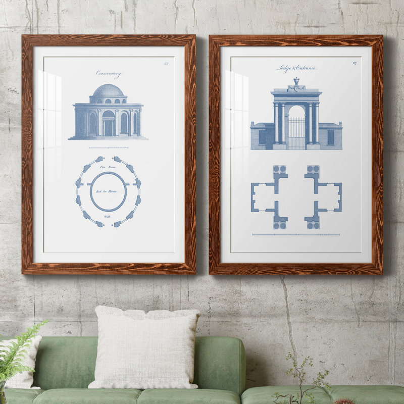 Garden Structures I - ensemble de 2 impressions encadrées, H 31,5 po x l 47 po x P 1,5 po, Papier avec cadre érable, Blanc