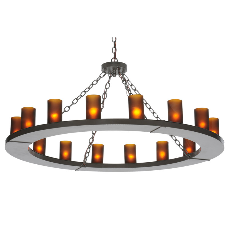 Lustre en roue de chariot unique et remarquable à 16 lumières Loxley