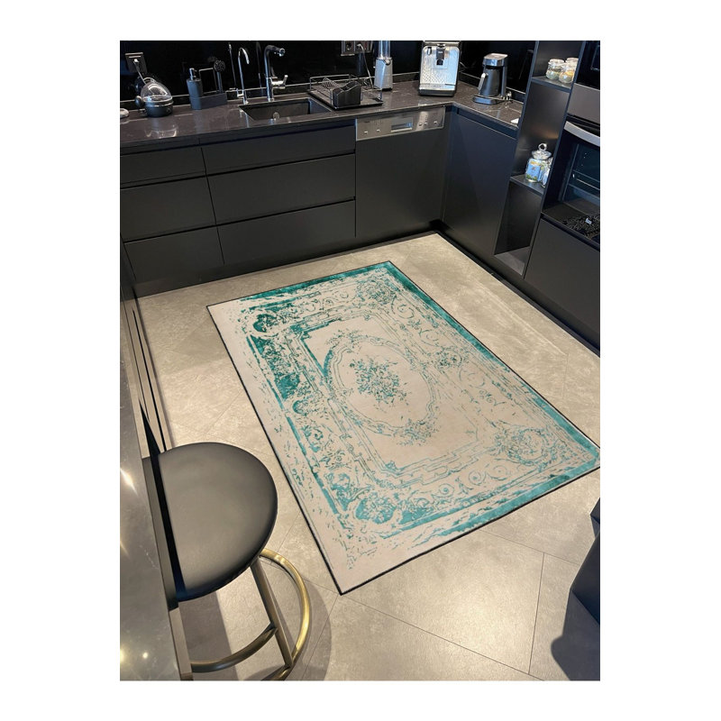 Tapis décoratif crème moderne à motif tissé traditionnel lavable à la machine, Tapis de couloir 3 pi 3 po x 6 pi 7 po inclus
