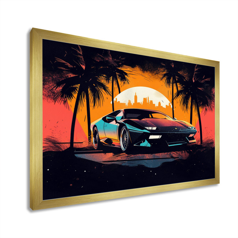 Jaune et gris «Race Car Elegance I», reproduction d'un seul cadre photo sur toile, H 12 po x l 20 po x P 1 po, Or