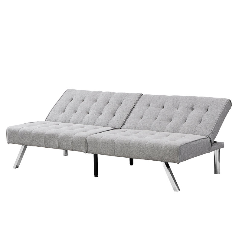 Canapé-lit futon convertible en bois, Tissu gris