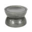 Table basse ronde antique en fer martelé argenté avec base en sablier