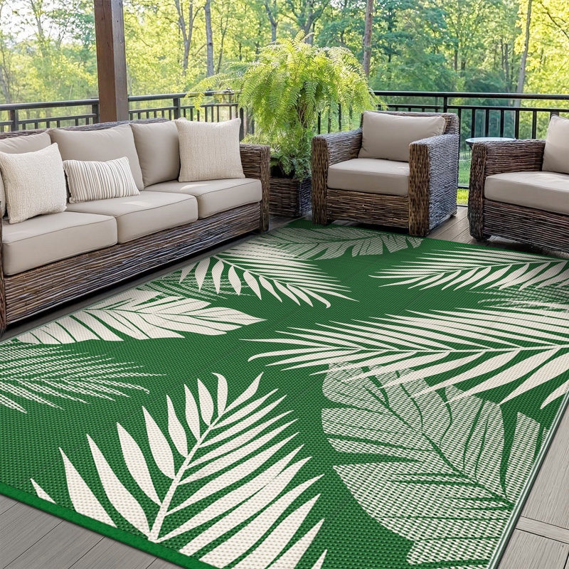 Reversible Waterproof Indoor /Outdoor Area Rug, Dark Green, Rectangle 180 x 270 cm