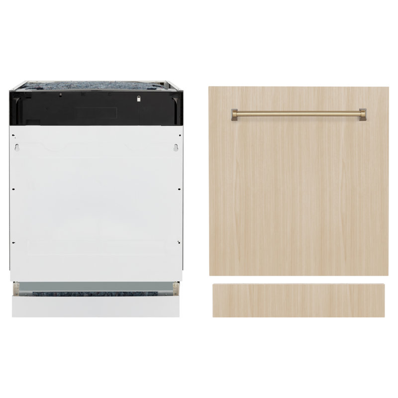 ZLINE Autograph Edition 24" Tallac Series 3rd Rack Top Control Built-In Tall Tub Dishwasher in Custom Panel Ready with Accent Handle, 51dBa