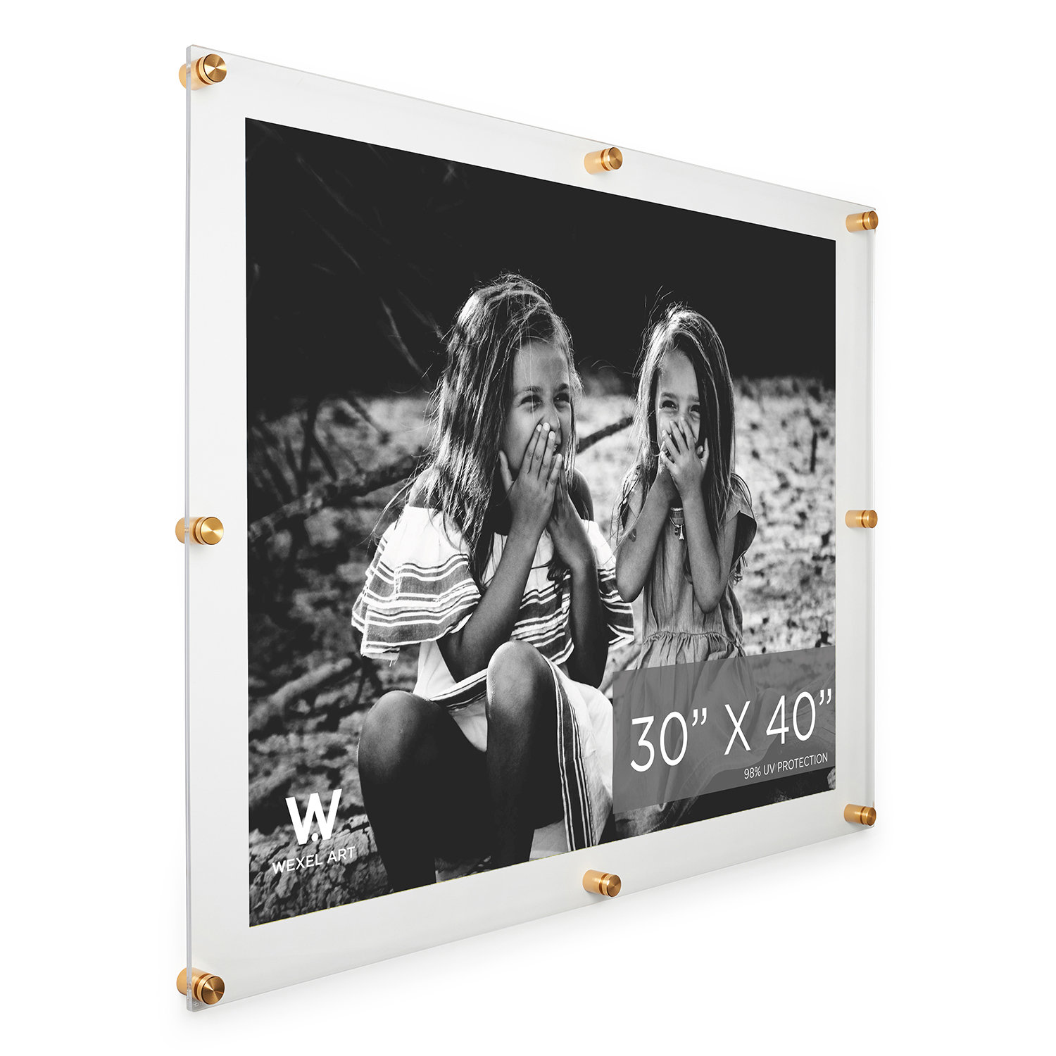 Acrylic Floating Picture Frame, Gold, 30" W x 40" H