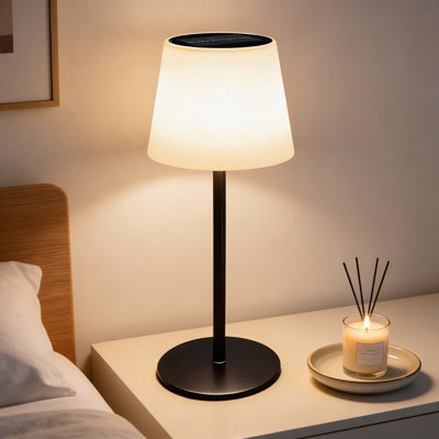 Solar Powered Outdoor Table Lamp With Remote Control - Rechargeable Waterproof Cordless Dimmable RGB Light For Patio, Garden, Deck, And Home Decor
