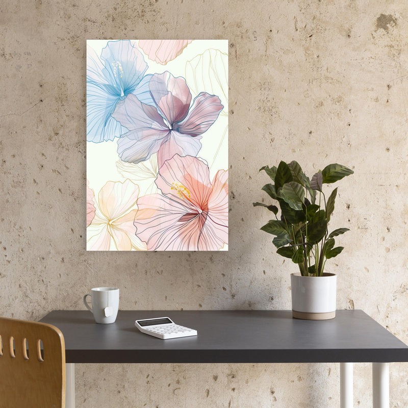 Hibiscus éthéré pastel abstrait hibiscus éthéré délicat, 18" H x 12" W