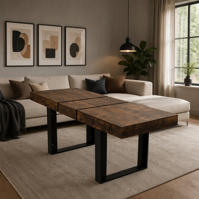 Rectangle extendable dining table for 6-10 people