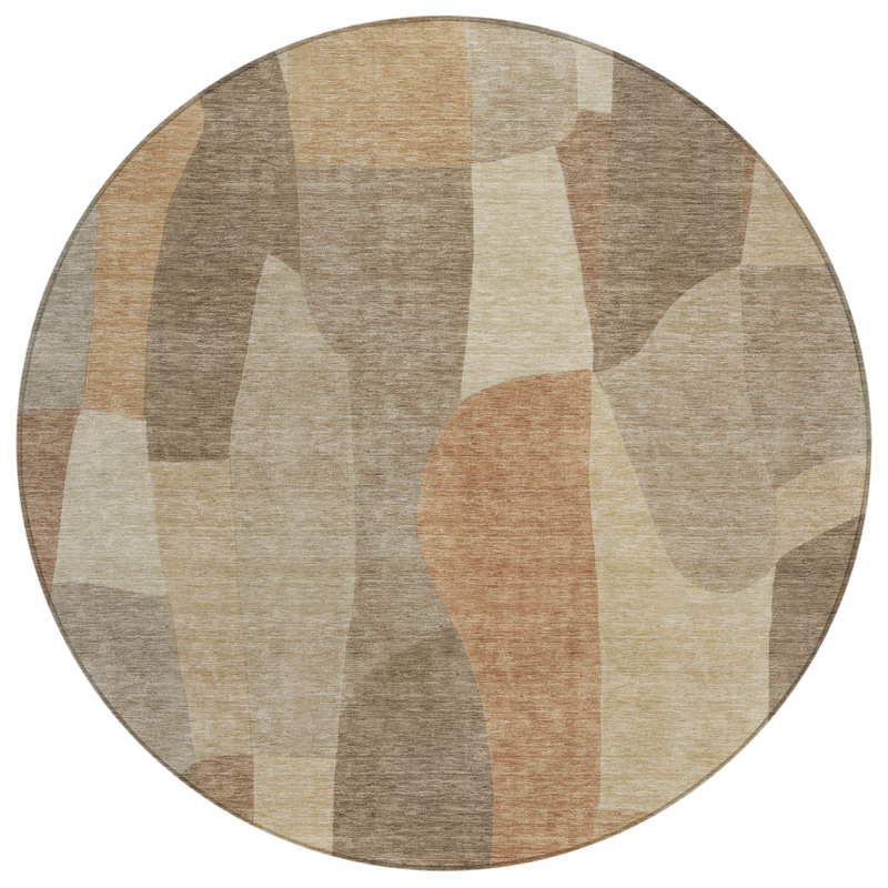 Machine Washable Indoor/Outdoor Jozwiak ACN2376 Abstract Rug, Round 8'