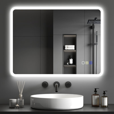 HOMCOM Bluetooth Bathroom Mirror with LED Lights Wall Mounted