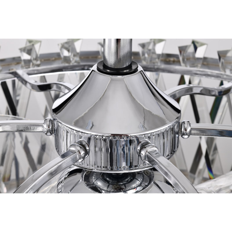 Quara 26 Inch Modern Glam Modern Crystal Ceiling Fan 6 Light with Remote