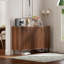 Buffet Seyla 55 po avec portes cannelées, 4 tablettes ajustables et pieds en bois massif. Meuble d'appoint idéal pour le salon, l'entrée ou la salle à manger.-571009472-571009473