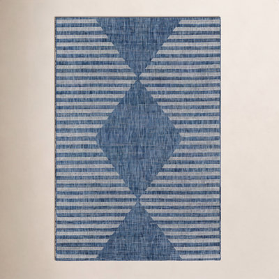 Blue Geometric Outdoor Rug