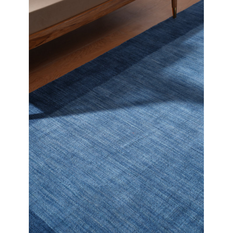 Kenshawn Hand-Knotted Wool  Eco-Friendly Area Rug  - Blue Color | Contemporary Modern Design, High Pile Thick Handmade Anti Skid Rugs for Living Room