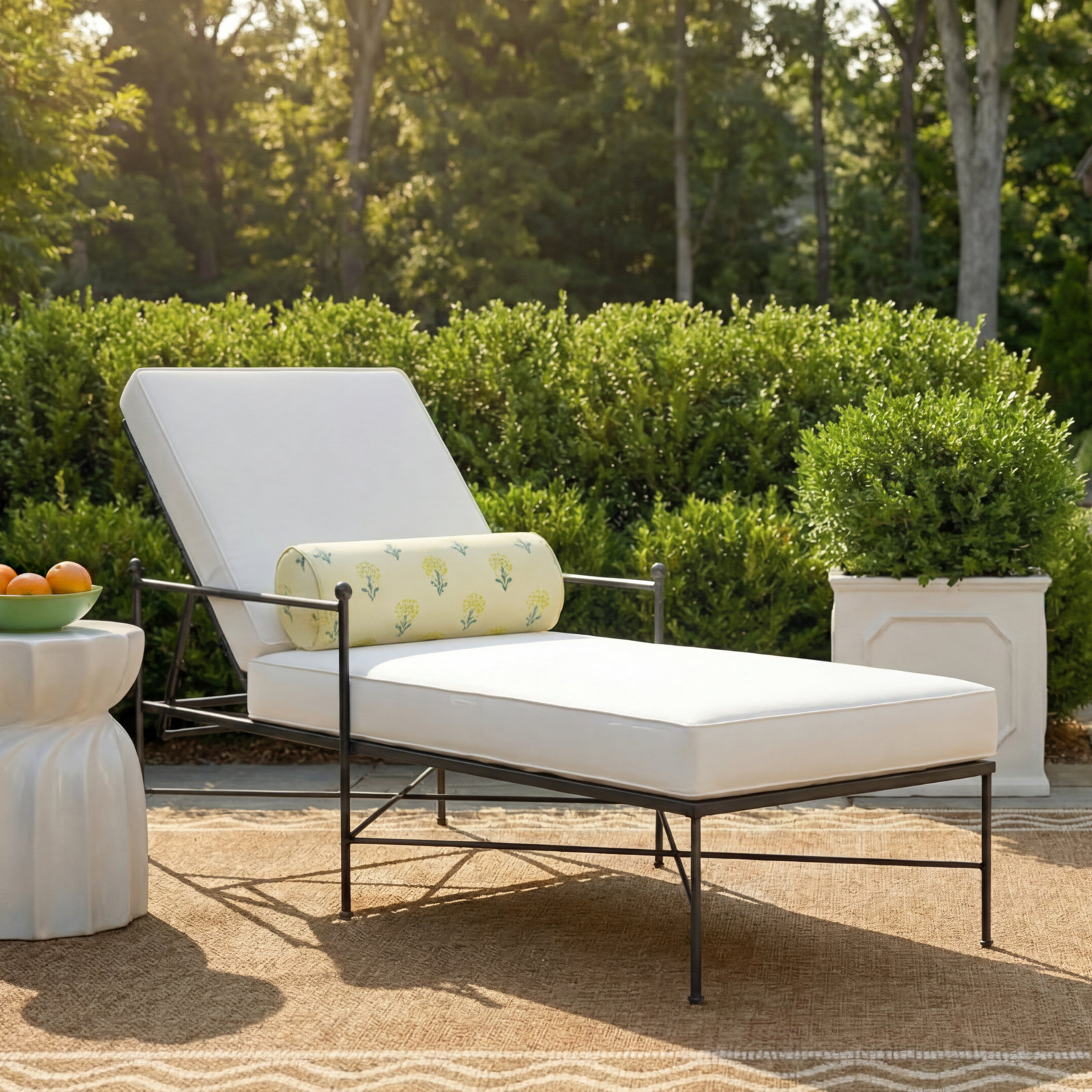 Lucier 26" Sunbrella® Patio Chaise Lounge, Canvas Flax Sunbrella® Canvas