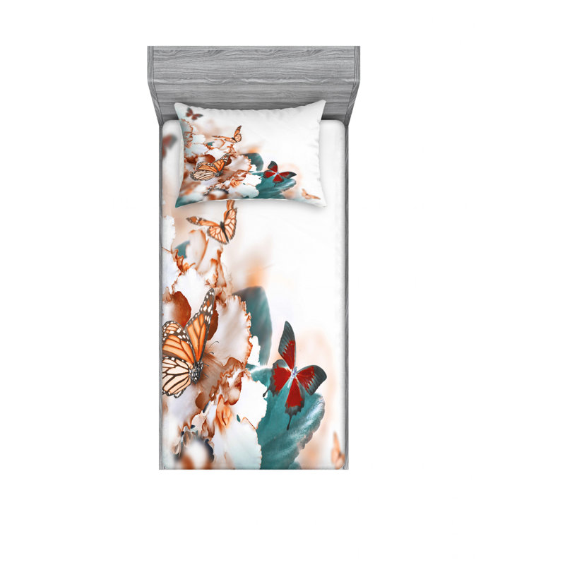 Ensemble de draps à papillons, Ensemble de draps pour lit simple avec drap-housse